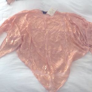 Victoria’s Secret Moda International Poncho Sequin Blouse Pink New XS/S